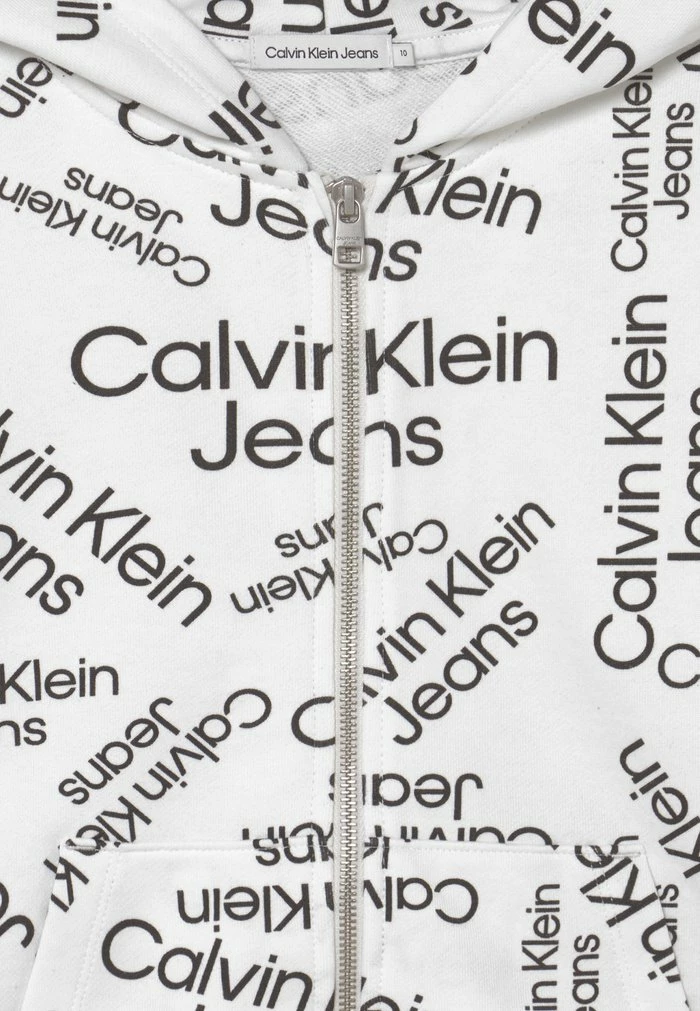 Calvin Klein Jeans STACKED LOGO ZIP THROUGH UNISEX - Sweat à Capuche Zippé - White 3 Calvin Klein Jeans STACKED LOGO ZIP THROUGH UNISEX - Sweat à Capuche Zippé - White – Image 3