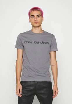 Calvin Klein Jeans INSTITUTIONAL TEE - T-shirt Imprimé - Fossil Grey