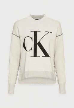 Calvin Klein Jeans LOOSE SWEATER - Pullover - Beige -Calvin Klein Elegant Magasin f0641c949cd046958fb1ce284d3449a4
