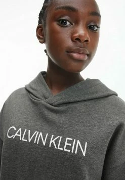 Calvin Klein Jeans BOXY LOGO - Sweat à Capuche - Dark Grey Heather -Calvin Klein Elegant Magasin f395ea49b1ab4859a57b856edf0af1ed