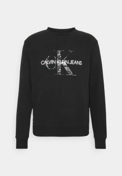 Calvin Klein Jeans BONDED MONOGRAM CREW NECK - Sweatshirt - Black