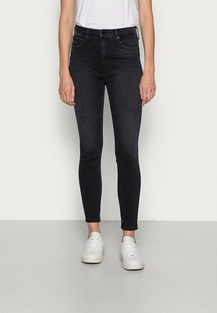 Calvin Klein Jeans HIGH RISE SUPER SKINNY ANKLE - Jeans Skinny - Denim Black 1 Calvin Klein Jeans HIGH RISE SUPER SKINNY ANKLE - Jeans Skinny - Denim Black