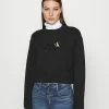 Calvin Klein Jeans MONOGRAM CROPPED - Sweatshirt - Black