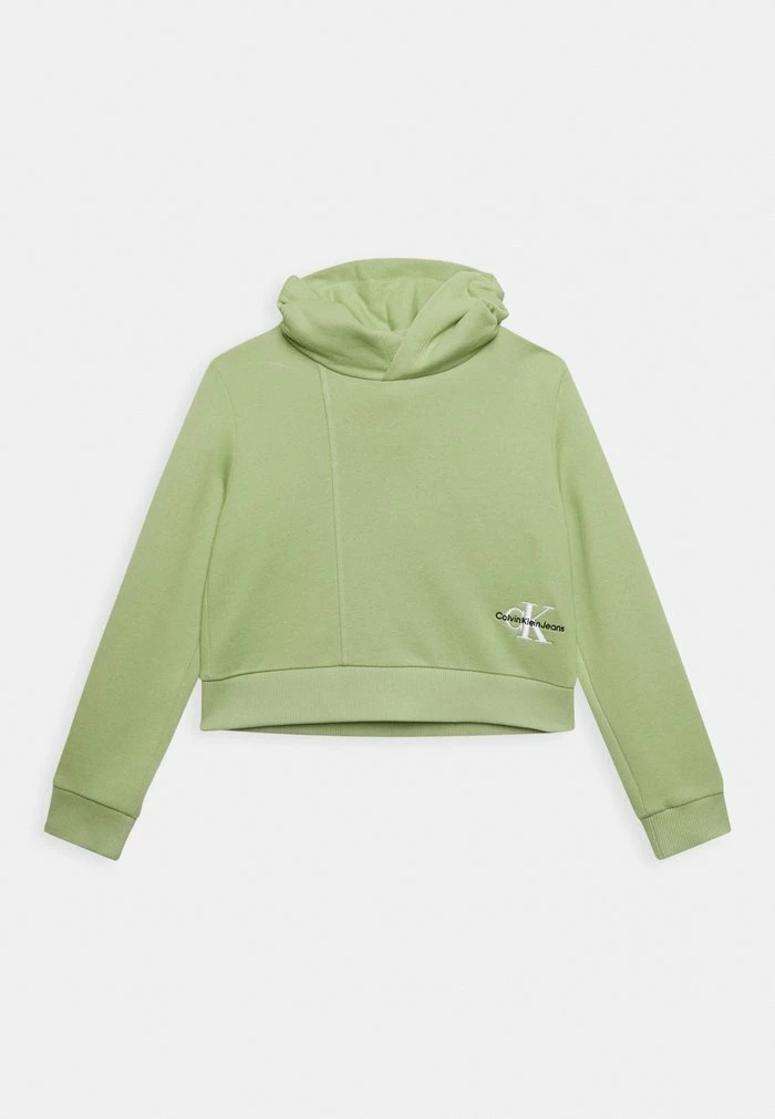 Calvin Klein Jeans MONOGRAM OFF PLACED HOODIE - Sweatshirt - Flourishing Green 1 Calvin Klein Jeans MONOGRAM OFF PLACED HOODIE - Sweatshirt - Flourishing Green