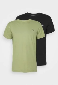 Calvin Klein Jeans MONOGRAM 2 PACK - T-shirt Basique - Faded Olive/black -Calvin Klein Elegant Magasin f8e278e59fb14948b966a1618603b1f3