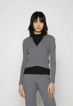 Calvin Klein Jeans MONOGRAM BADGE CROPPED CARDIGAN - Gilet - Fossil Grey