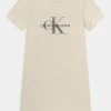 Calvin Klein Jeans REPTILE MONOGRAM DRESS - Robe En Jersey - White Heather