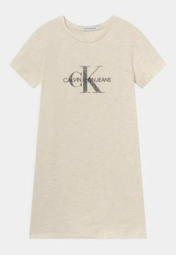 Calvin Klein Jeans REPTILE MONOGRAM DRESS - Robe En Jersey - White Heather