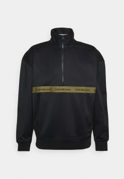 Calvin Klein Jeans CONTRAST TAPE HALF ZIP TRACK UNISEX - Sweatshirt - Black